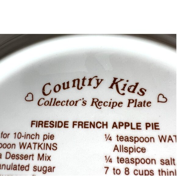 Vtg 1989 WATKINS Country Kids "Snow Magic" Ceramic Recipe Pie Plate 10.75" D - Picture 14 of 16